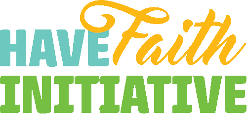 have faith initiative text in blue, yellow and green
